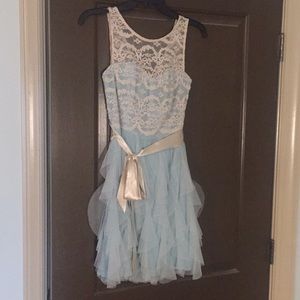 Semi-Formal Dress Blue w Cream Lace Top